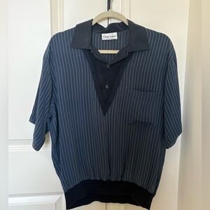 3/$35 💸Vintage Gran Sasso Italian Silk Navy Striped Shirt